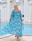 Long printed beach tunic от viscose и polyester, подходяща за лятна почивка и плажни разходки.