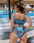 Two-piece swimsuit от polyester, с ярки цветове и моден дизайн, подходящ за плаж и плуване.