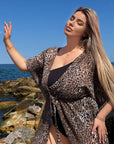 Long printed beach tunic от viscose и polyester с ярък дизайн, подходяща за летни плажни дни.