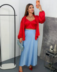 Midi skirt NewYear25 with polyester and cotton, image of a model, stylish and comfortable for autumn-winter season.