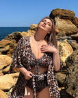 Принтиран дамски Two-piece swimsuit от polyester, с ярки цветни принтове, подходящ за плаж и плуване.