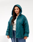 Lightweight hooded jacket made from polyester, image of jacket with hood and light design, suitable for sport and everyday wear.
