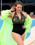 One-piece swimsuit от polyester, модел на известна марка, с ярък дизайн и комфортен крой.