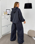 Hooded knit set, 60% cotton, 35% polyester, 5% elastane, comfortable and stylish for everyday life.