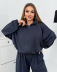 Hooded knit set, cotton and polyester, in cosy design, suitable for everyday wear.