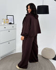 Hooded knit set, composition 60% cotton, 35% polyester, 5% elastane, in white.
