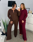 Soft button-up pyjamas made from viscose and polyester, comfortable for bedtime and relaxation, in gentle colours.