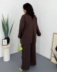 Striped business-style set with polyester, viscose and spandex, image of elegant business clothing set