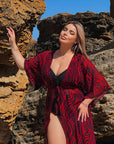 Long printed beach tunic с цветен дизайн, направена от viscose и polyester, подходяща за летни разходки.