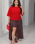 Conjunto con falda de cuadros