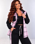 Fleece-lined set with checked inserts, 80% cotton and 20% polyester, shown in the image.