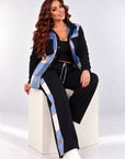 Fleece-lined set with checked inserts, 80% cotton and 20% polyester, shown in the image.
