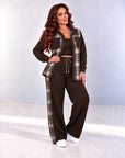 Fleece-lined set with checked inserts, content 80% cotton and 20% polyester, shown in the image.