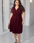 Short dress with decorated mesh , polyester, viscose и lycra, стиlinen дизайн, подходяща за елегантни поводи