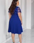 Short dress with decorated mesh и polyester, viscose и lycra, модел с елегантен дизайн и краGreyи детайли