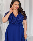 Short dress with decorated mesh , polyester, viscose и lycra, модел с елегантен дизайн и стилна визия.