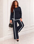 Blouse and trouser set made from polyester, viscose and lycra, suitable for everyday style, in light colours.