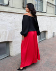 Set with wide-leg trousers made from polyester and lycra, image of fashionable women's set on a model.