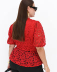 Lace blouse made from cotton and nylon, detail with gentle lace and elegant design, suitable for everyday style.