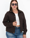 Cropped denim jacket with a composition of long sleeves and a classic design, suitable for everyday style.