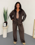 Velvet set made from viscose, cotton and elastane, shown in the image, with soft texture and elegant design
