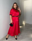 Копринен Blouse and skirt set with belt - Twiggy Shop