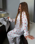 Satin pajama set with hearts - Twiggy Shop