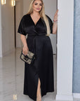 Long evening dress with a slit, модел NewYear25, polyester, viscose и elastane, елегантна и стилна за празнични събития.