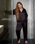 Satin pajama set with hearts - Twiggy Shop