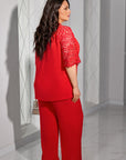 Conjunto de blusa y pantalón de encaje