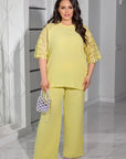 Conjunto de blusa y pantalón de encaje