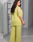 Conjunto de blusa y pantalón de encaje