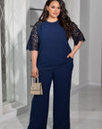 Completo blusa e pantaloni in pizzo