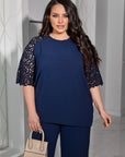 Completo blusa e pantaloni in pizzo