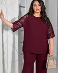 Conjunto de blusa y pantalón de encaje