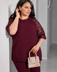 Conjunto de blusa y pantalón de encaje
