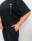 Set with cropped shorts от cotton, polyester и elastane, с модерна кройка, подходящ за ежедневна облекло.