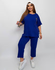 Set with cropped shorts от cotton, polyester и elastane, брандиран, за комфорт и стил.