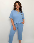 Set with cropped shorts от cotton, polyester и elastane, с моден дизайн, подходящ за ежедневна обличане.