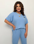 Set with cropped shorts от cotton, polyester и elastane, за ежедневен стил и комфорт.
