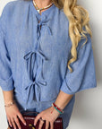 Linen blend set with shorts , лек и комфортен летен комплект от бранда с 80% linen и 20% polyester.