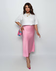 Midi skirt NewYear25 от polyester и cotton, показана с детайли и кройка върху модел.