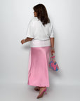 Midi skirt NewYear25 от polyester и cotton, изображение на Whiteа пола с декоративни елементи, подходяща за празничен стил.