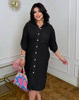 Комплект с Shirt-style dress in a loose fit, произведена от 90% polyester и 10% viscose, модел на Composition.