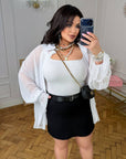 Mini skirt with a cotton denim belt и комплект, изработена от cotton, polyester и elastane, за ежедневен стил.