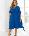 Knee-length dress with belt - Twiggy Shop