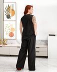 Set of vest and trousers от polyester и viscose, модел с елегантен дизайн, снимка на комплект в White цвят.