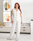 Set of vest and trousers на марка със 90% polyester и 10% viscose, видим в изображението.