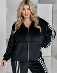 Velvet zip-up set with hood - Twiggy Shop
