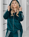 Velvet zip-up set with hood - Twiggy Shop